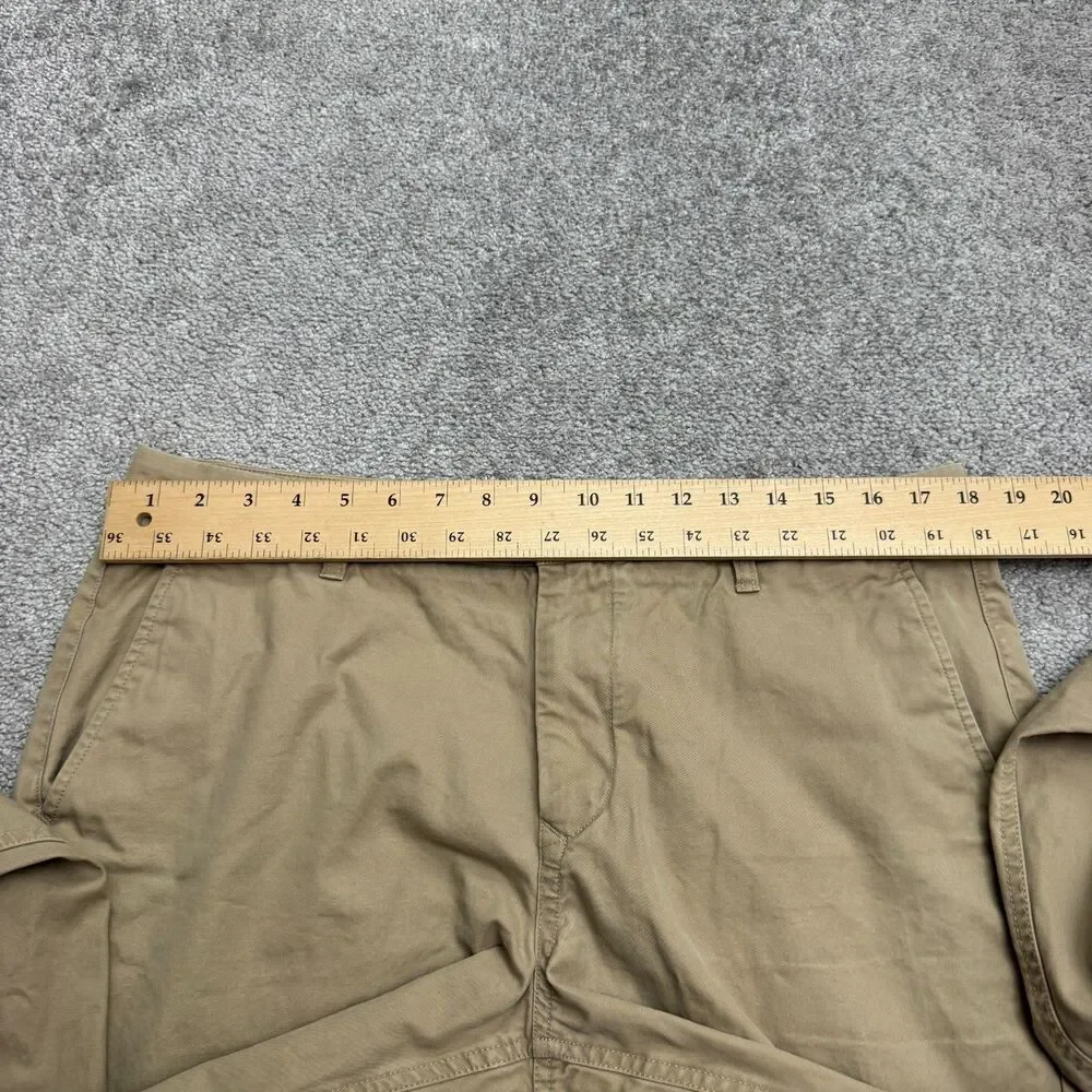 Bonobos Straight Leg Cotton Chino Pants Mens 35x34 Brown Khaki Flat Front Casual